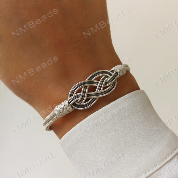 Celtic Love Knot Infinity Bracelet, Fine Silver Hand Braided Bracelet, Woven Wire Timeless OOAK Jewelry, Viking Knit Chain, Anniversary Gift