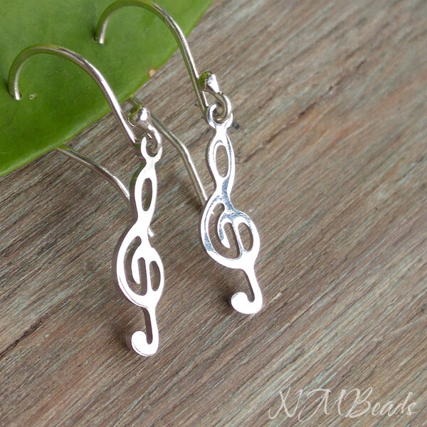 Treble Clef Dangle Earrings, Sterling Silver Music Note Earrings, Symbol Jewelry, Teenage Gift, Gift For Musician, Gift For Girls