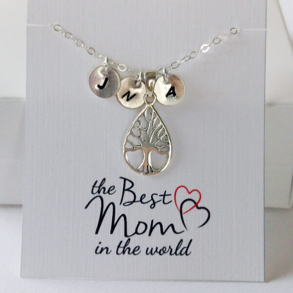 Personalized Family Tree Necklace, Sterling Silver Tree Pendant, Tree of Life Necklace, Gift for Mother, Grandma Gift, Best Mom Gift